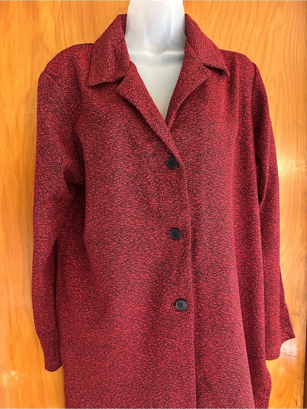 Susan Graver Red and Black Knit Jacket L NWT